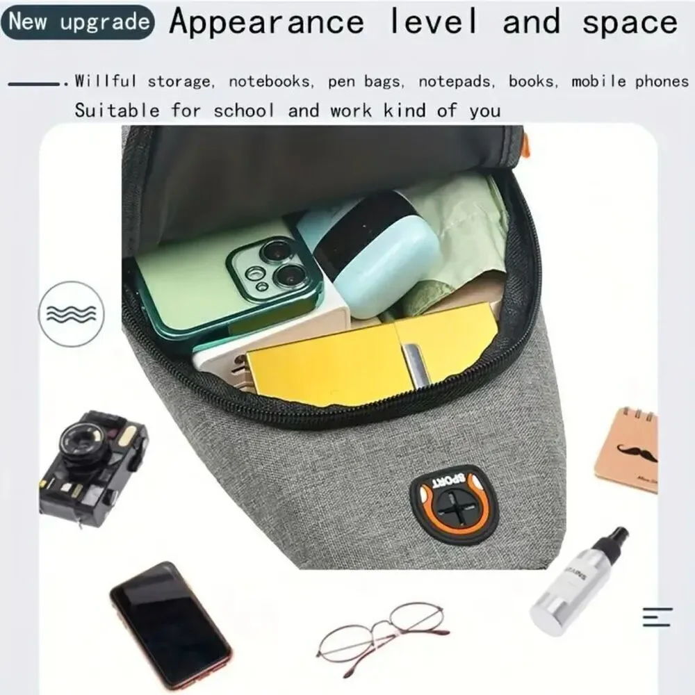 NWT SPORTS One Shoulder Sling Slant Cross Chest Men Women Unisex Grey Orange Bag